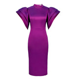 Fongt Design-Sensitive Solid-Colored Loudspeaker Sleeve-Back Spring Party Party Evening Dress Dress Dress Dress Dress