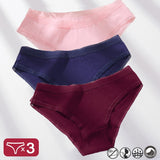 3PCS Women's Cotton Briefs Lace Ventilation Underwear Women Sexy Women's Panties Female Underpants Solid Color