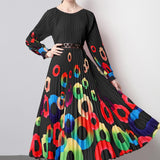 Fongt New Women's Dress Dress Oversized Dress Print 100 Folds T-Shirt With T-Shirt Holiday Casual Dress