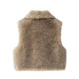 Fongt Women's ZA Flat For Fashion Vest Faux Fur Effect Vest