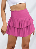Smock Tiered Ruffle Mini Skirt-Outfit