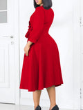 Fongt Women's Dress 2025 New Fashion Temperament Pure Color V Collar Folds High Waist Big Dress Dress Dress