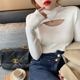 Fongt Collar Sweater Bottomed Women's New Autumn And Winter Long-Sleeved High-End Windwear Inside The Collar Knitting