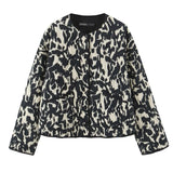 Fongt Women's New Fashion Thin Animal Print Jacket Cotton Coat