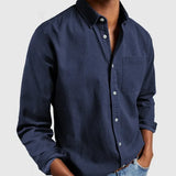 Fongt New Men's Shirt New Long-Sleeved Collar Men's