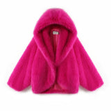 Neon Faux Fur Hooded Coat-Outfit