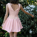 Solid Sleeveless Front Bow Mini Dress-Outfit