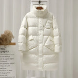 New90% White Duck Down Thick Warm Jacket Female Parkas Winter Loose Long Fashion Feather Down Coat Snow Outwear Veste