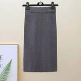Winter Women Sweater Skirt New 2021 Knitted Midi Skirts Korean Elastic High Waist Elegant Autumn Split Fork Black