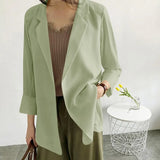 Fongt And Long Loose Chiffon Small Suit Female Chic Summer White Suit Large Size Sunscreen Clothing Thin Coat Air Conditioning Shirt-Outfit