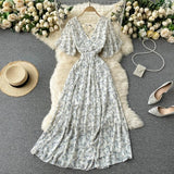 Fongt New Seaside Holiday Dress Women Spring And Autumn 2025 New Sexy V Receive Lanky Models