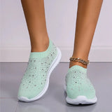 Crystal Breathable Mesh Sneaker Shoes for Women Comfortable Soft Bottom Flats Plus Size 43 Non Slip Casual Shoes Woman-Outfit