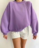 Fongt New Round Collar Splicing Long Sleeve Solid Color Basic Velvet Shirt