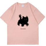 Aesthetic Black Cat Print Oversized T-shirt-Outfit
