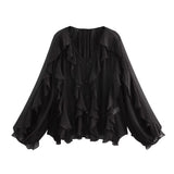 Fongt Homemade New Women's Classic Fashion Collection Stacked Decorative Shirt 4786/063