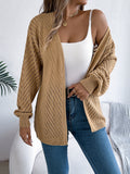 Fongt Wind Shooting Autumn And Winter Casual Pure Color Hollow Long Sleeve Open Shirt Sweater Coat Women's Clothing
