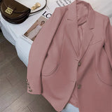 Fongt Suit Jacket Female GJ Sense Spring Autumn 2024 New White Korean Version Fashion Long Small Suit-Outfit