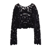 New Two-Color Crochet Short Knitted Blouse In Summer-Outfit