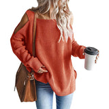 Fongt And Winter New Fashion Sling Long Sleeve Off-The-Shoulder Jumper Knit Sweater