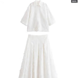 Fongt For Women's Clothing INS Explosive Temperament Tuxed Feather Shirt + Skirt Set