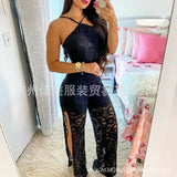 New Suspender Lace Split-Forked Trousers From Stock-Outfit