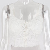 White Crop Top Women Camisole 2023 Summer Vest Fashion Club Party Outfits Button Up Tank Tops Streetwear Sleeveless