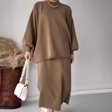 Fongt 2025 New Solid Color Loose Blouse Casual Lazy Skirt Set