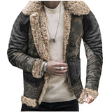 Fongt Winter New Fur Integrated Men's Coat Thick Imitation Leather Velvet Printed Jacket Burst