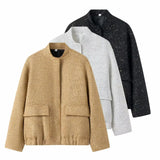 Fongt Women's Explosive Beads Decorated With Small Collar Jacket Jacket