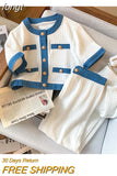 Fashion Casual Two-piece Set Women Summer Short Sleeve O-neck Single Breasted Top + White Trousers Sets Pants