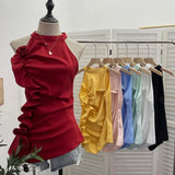 Spicy Design Sleeveless Leaves Three-Dimensional Flower Blouse Atmosphere Slimming Waist