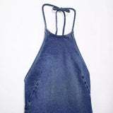 Fongt Summer New Women's Sleeveless Body Sexny-Backed Neck Denim Dress
