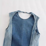 Summer Bowtie Jeans Sleeveless Blouse 6186049-Outfit