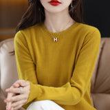 Fongt 2024 Autumn And Winter New Lady Loose Round Collar Solid Color Short Set Bottom Knit Bottom Sweater-Outfit