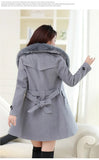 Fongt Autumn And Winter Large-Size Hairy Women's Coat Double Buckle Ebay Big Coat Collar