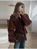 Fongt Pure Color Belt Short Jacket 2025 Spring And Autumn New Jacket