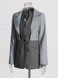 Temperament High-Level Fake Two Suit 2025 Summer New Splicing Color Design A Buckle Suit Jacket