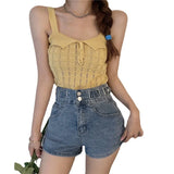 New Small Fresh Sweet Hottie Sling Female Summer Wear Inner Vest Bow Hollow Sleeveless