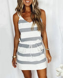 Summer Women's Loose Printed Striped Camisole Long