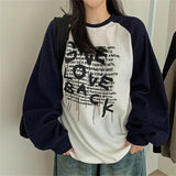 Vintage Raglan Long Sleeve Patchwork Sweatshirt-Outfit