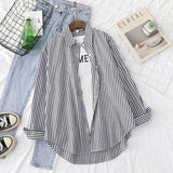 Blouses Shirts Tunic Womens Tops 2020 Womenswear Long Sleeve Clothing Button Up Down Striped 2020 New Pink Gray
