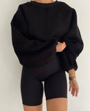 Fongt New Round Collar Splicing Long Sleeve Solid Color Basic Velvet Shirt