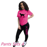 Letter Print Short Sleeves Tshirt Tops + Pants Casual Two Piece Set Summer Women Tracksuits Sport 2pcs Outfits