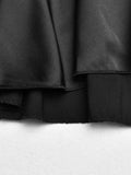 Satin Long Sleeve Buttoned Crop Blouse-Outfit