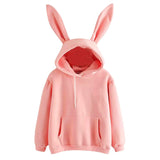 Cute Bunny Ears Hoodies Top Casual Fashion Solid Color Long Sleeve Hooded Sweatshirt Pullover Outwear Fall Spring