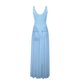Fongt Autumn 2024 New Sexy Dress Famous Style Temperament Holiday Body Mesh Dress A Swing