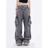 Acid Washed Baggy Cargo Jeans-Outfit