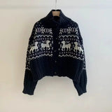 Buttoned Retro Printed Cardigan-Outfit