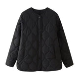Fongt Women's Clothing New Casual Lingge Collar Quilt Loose Cotton Clothes