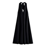 Fongt Homemade New Women's Clothing Bow Ornament Hanging Neck Flute Dress 8039116